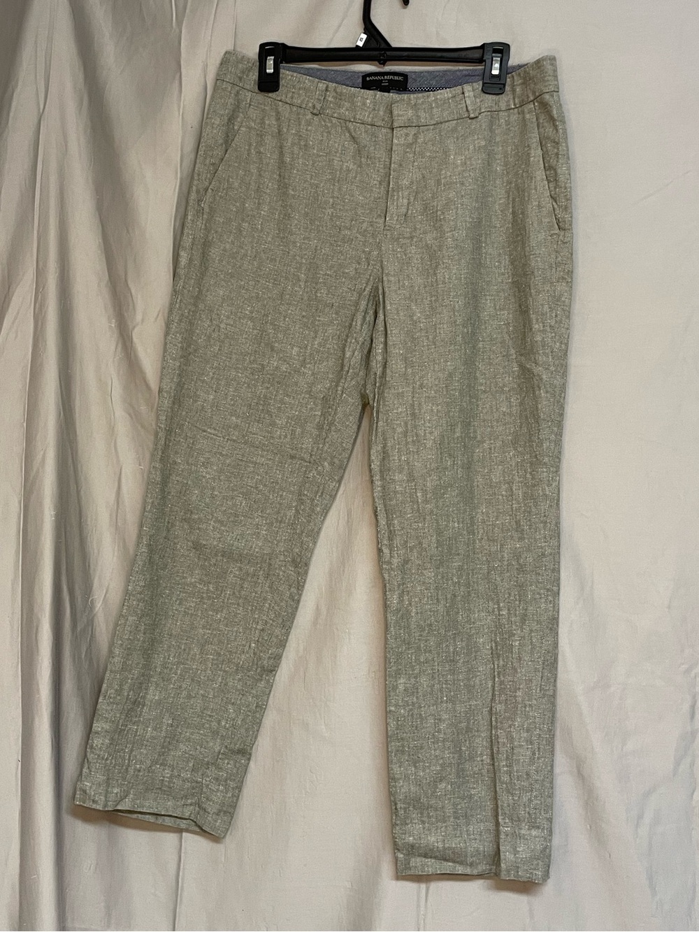 Banana Republic Women's Light Green Linen-Blend  Cropped Ankle Trousers